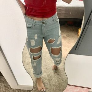 Denim ripped jeans